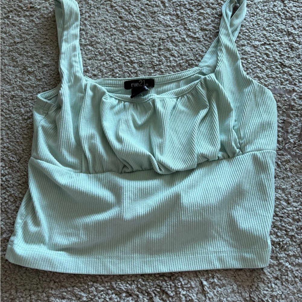 Rue21 Light Green Ribbed Tank Top